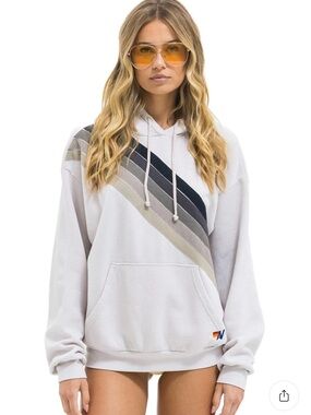 Aviator Nation Unisex Cross Stripe Relaxed Pullover Hoodie
